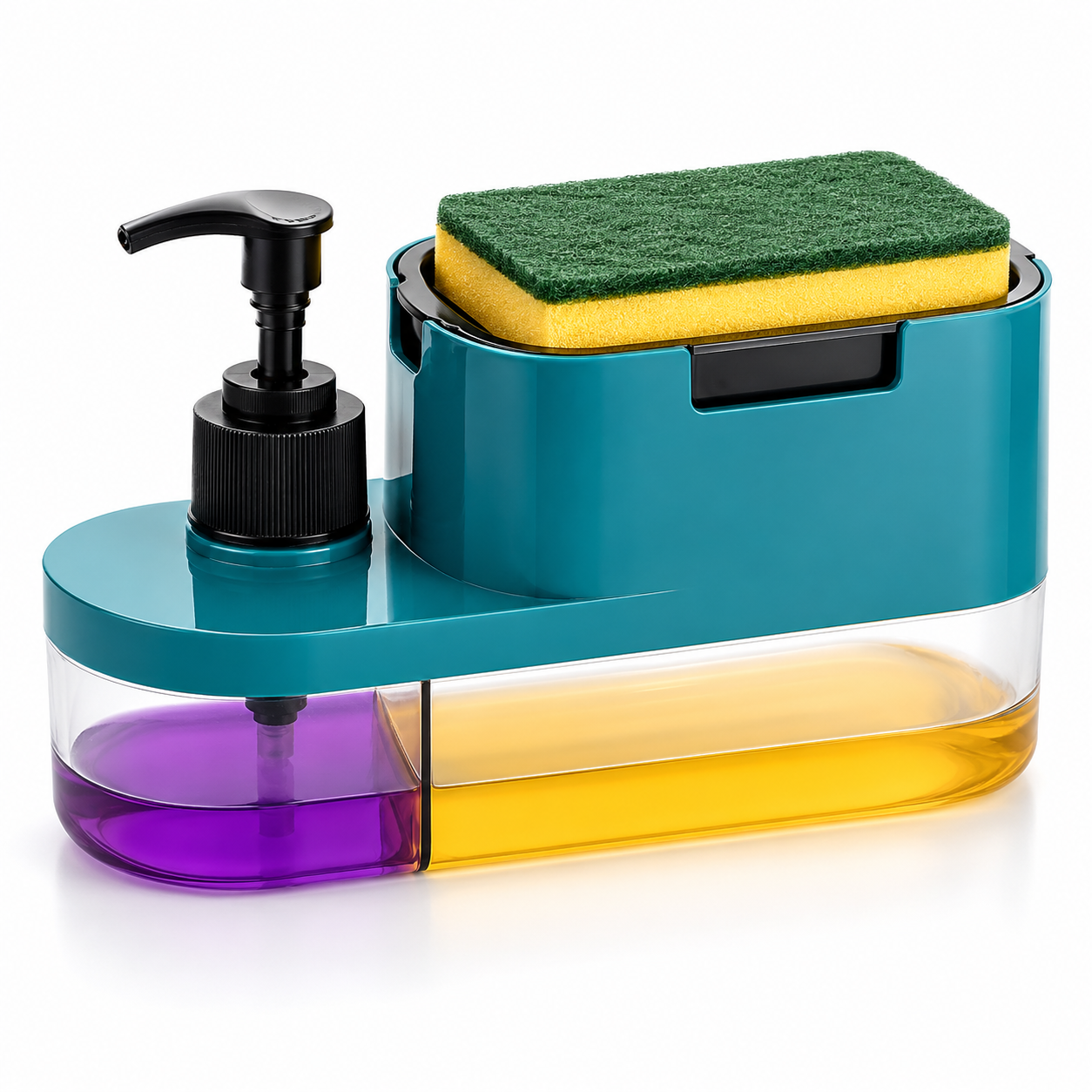 2-in-1 Dish Wash & Hand Wash Liquid Dispenser – Kitchen Sink Organizer with Soap Pump