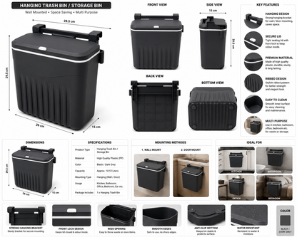 Wall Mounted Foldable Kitchen Dustbin