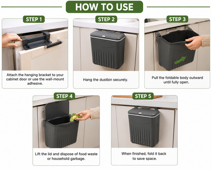 Wall Mounted Foldable Kitchen Dustbin
